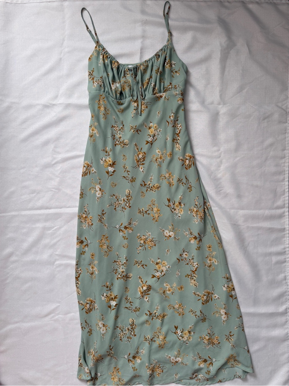 The Workshop Sage Green Floral Midi Dress Size Large Cottagecore Slip Dress